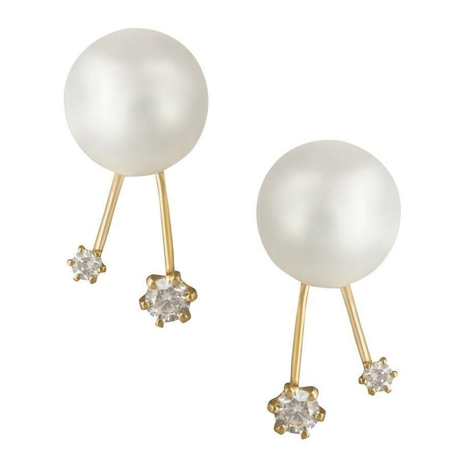 18K Yellow Gold South Sea Pearl and Diamond Earrings